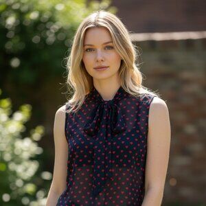 Diesel Navy Heart Print Sleeveless Top - Great for Work